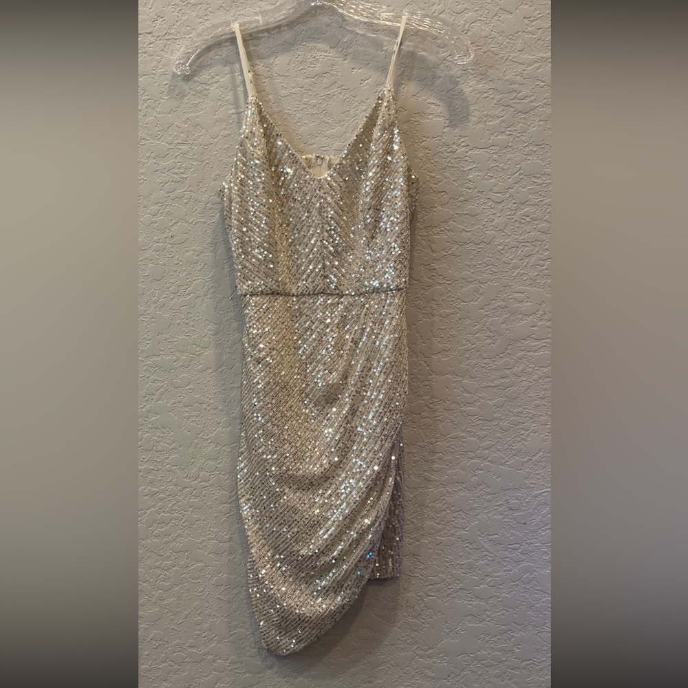 Crystal Sky Sequence Shift Woman’s Mini Dress Whi… - image 7